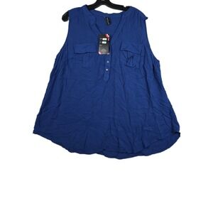 Sacred Threads Women's One Size Blue‎ V Neck Blouse Pockets New